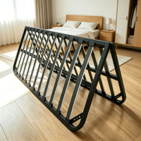 Cadre de lit double pliable en métal moderne avec lattes, personnalisable pour appartement et hôtel, facile à assembler, design industriel