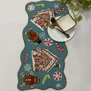 Camino de mesa de Navidad con cuentas hecho a mano, multicolor, decoración de mesa de comedor de vacaciones, centro de mesa festivo con cuentas, - Product Image 1