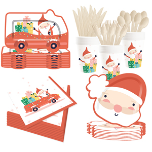 DAMAI Santa Claus and Christmas Carol-themed Disposable Paper Plates, Cups and Napkins for Christmas Parties Events - Product Image 4