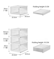 TONGLING Xh-32 Étagère à chaussures classique en plastique PS brillant épais, transparente, anti-poussière, pliable, pour la maison, capacité 5 kg