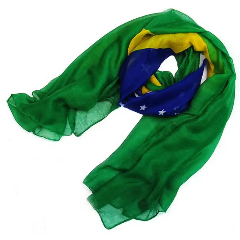 Новое поступление, большой размер, бразильский флаг, принт, женский длинный вуаль, шарф