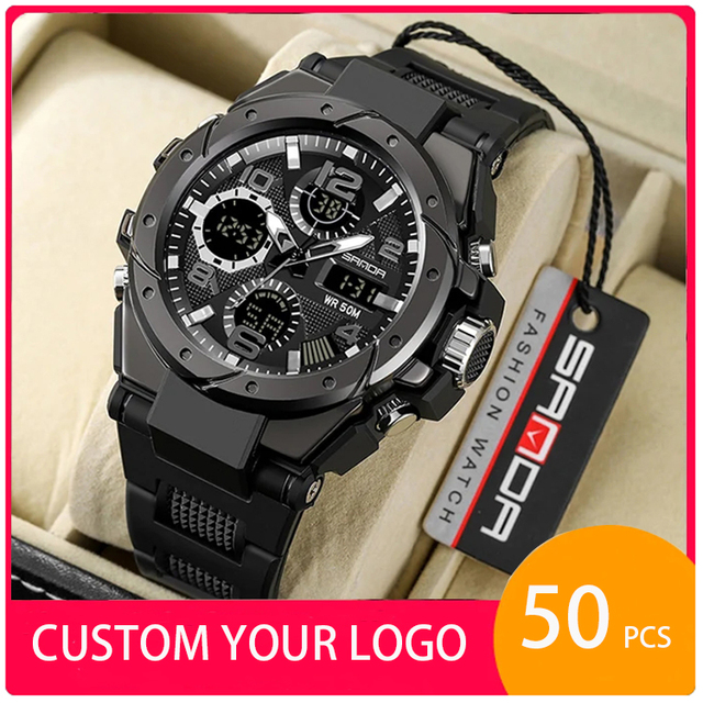 Oem Custom Your Own Logo Sanda 6008 Men S Shock Sports Watches Dual Display Analog Led Digital Electronic Clock for Reloj Montre