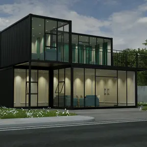 Desain baja ringan struktur dirakit wadah portabel kantor 20 kaki 40 kaki rumah mewah Modular rumah Casas prefreadi De Luj
