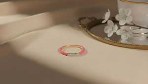 แหวนทอง 14K ประดับเพชรเคลือบสีชมพู ดีไซน์เรียบหรู สำหรับผู้หญิง สวมใส่ได้ทุกวัน สวยงามทันสมัย - Product Image 4