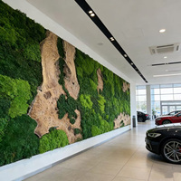 Mur végétal personnalisé en bois d'olivier avec mousse préservée, écologique, insonorisant, design biophilique pour hall d'entreprise, bureau, marque Moss