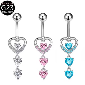 Titanyum Zirkon Kalp Piercing Göbek Deliği Halkası Kelebek Göbek Halkaları Toptan Moda Düğün Trendi Yüzen - Product Image 2
