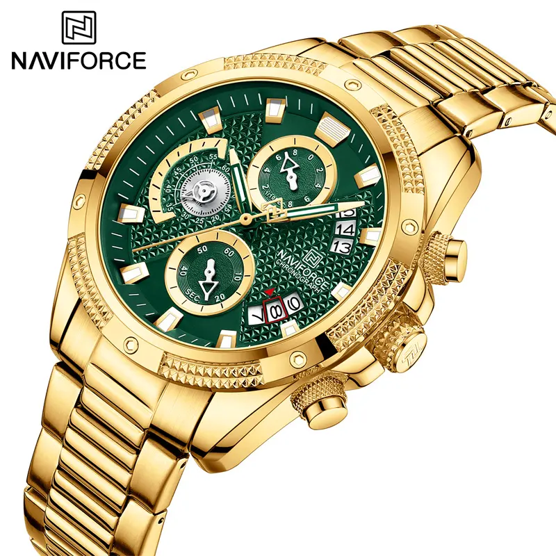 Reloj naviforce 8021 homens de negócios Luxo Aço Inoxidável Casual Esporte Luminoso Contador Quartz Relógios De Pulso Para Masculino 2022