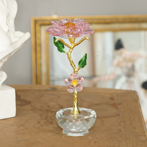 Ornement en verre cristal Darz, rose, décoration florale pour la maison, figurine de collection, cadeau - Product Image 4