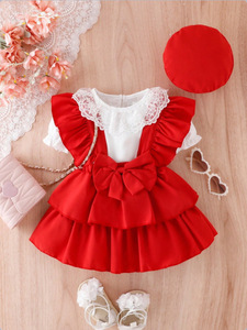 Robes de princesse pour bébé fille, nouveau design, ensemble de robes d'été à manches courtes en dentelle pour filles, <span class=keywords><strong>tenue</strong></span> de fête d'anniversaire pour bébé - Product Image 5