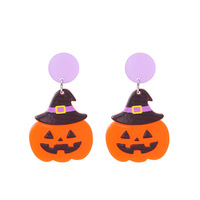 Halloween Cartoon Lustige Trendige Anhänger-Ohrringe Acryl Kürbis Geist Totenkopf Party-Geschenke für Frauen