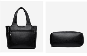 Bolso Tote de Gran Capacidad en Color Sólido, de Cuero PU, Portátil, para Mujer, Bolso de Hombro Tipo Cubo con Asa Superior de Cuero PU - Product Image 6