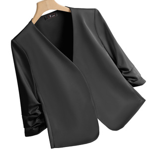 Women's Blazer Champagne Color Solid Long Sleeve Anti-Wrinkle Professional Suit Jacket For Office Wear - Product Image 5