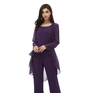 3Pcs <span class=keywords><strong>Pantalon</strong></span> Costume pour Femmes 2020 New Purple Fashion Wholesale Mother of the Bridal Dress Plus Size Evening Dress Suits - Product Image 4