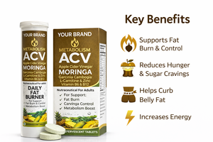 Comprimés effervescents de vinaigre de cidre de pomme OEM avec Moringa, Garcinia et L-Carnitine – Soutien au métabolisme et à la gestion du poids, pin - Product Image 3