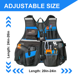 เสื้อกั๊กช่างไฟฟ้า, เสื้อกั๊กทำงานสะท้อนแสงพร้อมสายรัดปรับได้, เสื้อกั๊กใส่เครื่องมือสำหรับงานไฟฟ้า, ช่างไม้, ก่อสร้าง - Product Image 2