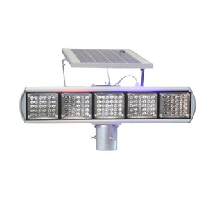 Solar Traffic Warning <b>Light</b> Led Flashing Red Blue Signal <b>Pole</b> Mount Aluminum IP65 - Product Image 1