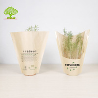 Sac en papier kraft compostable pour l'emballage de laitue hydroponique et de légumes fleur basilic emballage avec revêtement d'amidon