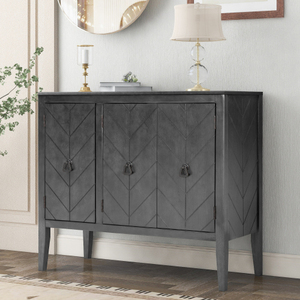 Adjustable Shelf Storage <b>Sideboard</b> with 3 Modern Metal Handles and 4 MDF Legs Durable & Eco-Friendly <b>for</b> <b>Kitchen</b> - Product Image 2