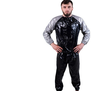 Combinaison de sport en PVC pour hommes et femmes, favorisant la transpiration, pour la course et le yoga, combinaison de sauna, tailles M, L, XL, XXL, gris, noir, Chlorofiber - Product Image 2