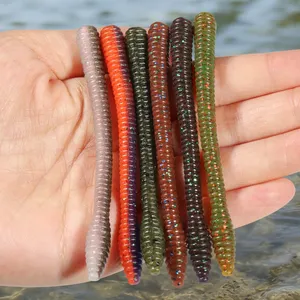 Spinpoler Señuelo de Pesca Finesse con Cola Recta Salada, Cuerpo Acanalado, Cola Pequeña y Abombada, Cebo Blando de PVC para Lubina y Pesca Marina, 10 unidades/paquete - Product Image 6
