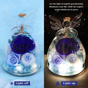 Rose éternelle préservée sous cloche en verre, motif ange, pour livraison express, pour Maman, roses véritables pour Grand-mère, Sœur, Épouse, Elle, de la part de sa fille - Product Image 3