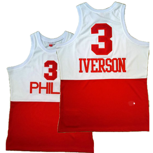 Grosir No. 3 Allen Iverson dewasa basket Jersey dicetak musim panas bernapas Mesh cepat kering olahraga Jersey Plus ukuran pilihan - Product Image 1