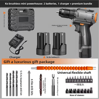 Perceuse électrique sans balais, perceuse à percussion rechargeable à double vitesse, perceuse sans fil au lithium-ion, mini perceuse pistolet multifonctionnelle de qualité