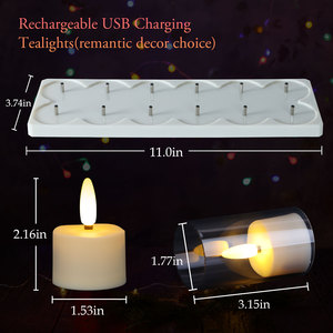 ชุดเทียน LED แบบชาร์จไฟได้พร้อมฐานชาร์จ 12 พอร์ต <span class=keywords><strong>เท</strong></span>ียนประดิษฐ์ไร้เปลวไฟสำหรับตกแต่งโรงแรม/บ้าน - Product Image 2