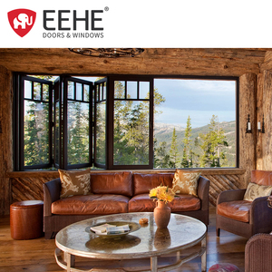 Eehe ban công Màu Đen Gấp cửa sổ nhôm đôi Kính trượt nhà bếp cửa sổ Bifold - Product Image 2