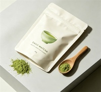 Sachet Doypack Mat Blanc Refermable avec Fermeture Éclair et Impression Personnalisée pour l'Emballage de Poudre de Thé Vert Matcha