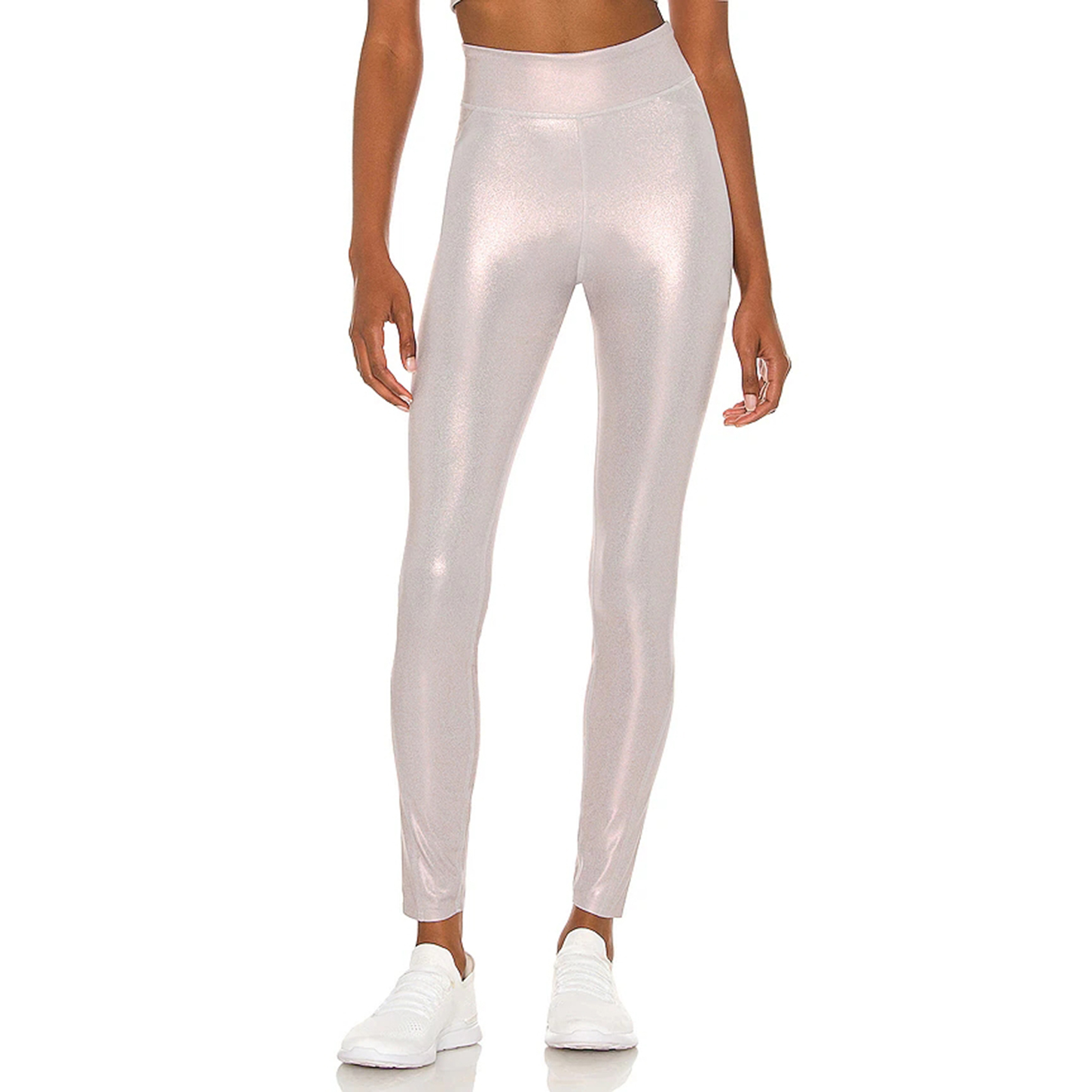 Recycled Polyester Spandex Shiny Sport Yoga Pants Private Label Fitness Workout Gloss Iridescent Shine Tight 2 Piece YOGA SET