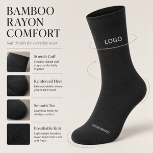 Calcetines de Bambú para Hombre, con Logotipo Personalizado, al por Mayor, para Vestir, Casuales, Transpirables, Antiolor, de Color Sólido, en Caja de Regalo - Product Image 4