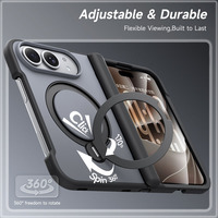 Étui de luxe magnétique pliable anti-rayures avec anneau rotatif à 360° et protection intégrale de la charnière contre les chutes pour iPhone Duo