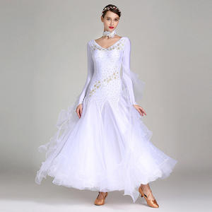 Vestido de baile de salón <span class=keywords><strong>para</strong></span> <span class=keywords><strong>mujer</strong></span>, <span class=keywords><strong>ropa</strong></span> de baile de <span class=keywords><strong>Tango</strong></span> de vals moderno, vestido de baile de rendimiento de competición de manga larga - Product Image 4