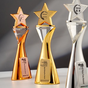 Nuevo Trofeo Temático de Estrellas de China, Personalizado, de Alta Gama, Creativo, Conmemorativo para Personal Destacado de Empresa, de Metal - Product Image 4