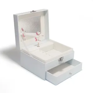 Tiktok трендовая детская Подарочная ручная рукоятка Рождественская Музыкальная шкатулка на заказ роскошная белая коробка для украшений с несколькими ящиками единорога для девочек