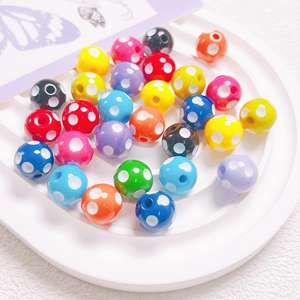 12mm Fun Polka Dots Percé Résine Perles En Vrac Mignon Coloré DIY Main Bijoux Accessoires En Plastique Acrylique & Lucite - Product Image 2