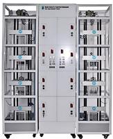 Simulador de control y mantenimiento de elevadores de doble unidad, de cuatro niveles, metálico, transparente, controlado por PLC de doble conexión
