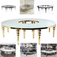 Ensemble de table à manger moderne en acier inoxydable rond à haute brillance pour mariage et fêtes, événements durables