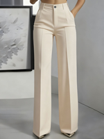 IChosy Pantalon de travail coupe bootcut extensible taille haute respirant style vintage pour femme avec poches noir