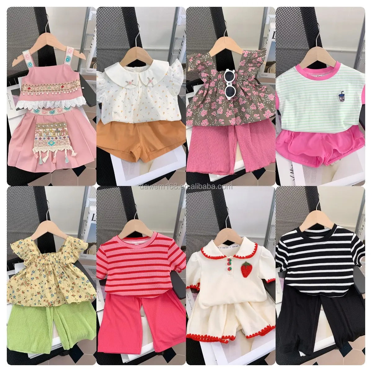 새로운 어린이 반팔 세트 2022 여름 면 소년 티셔츠 소녀 반바지 아기 의류 어린이 옷감의 아기 한국어 버전