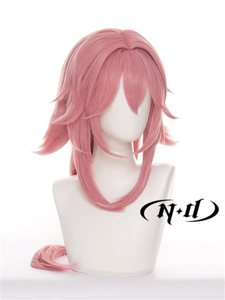 <span class=keywords><strong>Peluca</strong></span> de Cosplay de ND <span class=keywords><strong>Yae</strong></span> <span class=keywords><strong>Miko</strong></span>, Fibra Resistente al Calor, Color Marrón Claro, Versión con Parte Central, Genshin Impact - Product Image 3