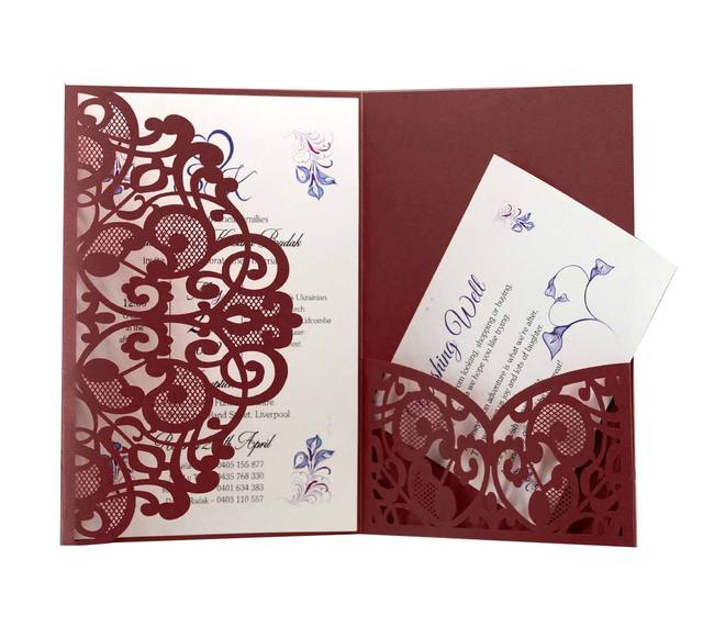 Custom Logo Printed Luxury Hollow Out Window Envelope Laser Cut Paper Invitation Card Packaging for Wedding Invitationspe
