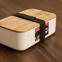 BPA-vrije PP Bento Box met bamboe deksel, lekvrij, bewaarbak voor vershoudend bewaren, geschikt voor magnetron en vaatwasser, draagbaar voor lunch