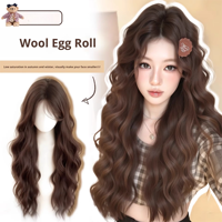 Perruque complète pour femme, réaliste, bonnet petit format, naturelle, ondulée, effet 'water wave', 'egg roll', longue et bouclée, avec dentelle élastique, résistante à la chaleur