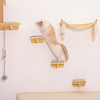 ROPECUBE - Série Pet : Ensemble de meubles muraux en bois pour chat avec griffoir, hamac, station d'alimentation et corde d'escalade pour chats d'intérieur