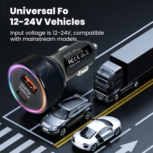 Carregador de Carro USB-C de Alumínio 60W com PD30W, Carregamento Rápido, Carga Inteligente, Proteção Contra Curto-Circuito, Entrada 12-24V - Product Image 6