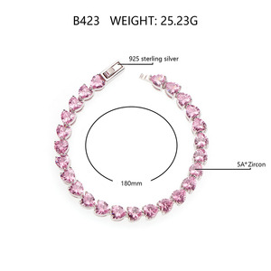 Trending bracciale da donna con cuore rosa e bambino con catena 925 in argento Sterling rosa ghiaccio - Product Image 3