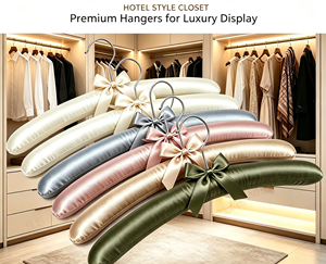 Cintres rembourrés en satin avec nœud, cintres en tissu doux, cintres décoratifs pour <span class=keywords><strong>robe</strong></span> de mariée, <span class=keywords><strong>pull</strong></span>, rangement de placard - Product Image 2