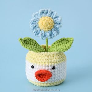 Maceta de Flores Tejida a Mano con Diseño de Girasol y Animales de Dibujos Animados, Venta al Por Mayor - Product Image 2